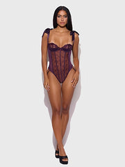 ROSALIE EMBROIDERED LACE TEDDY -