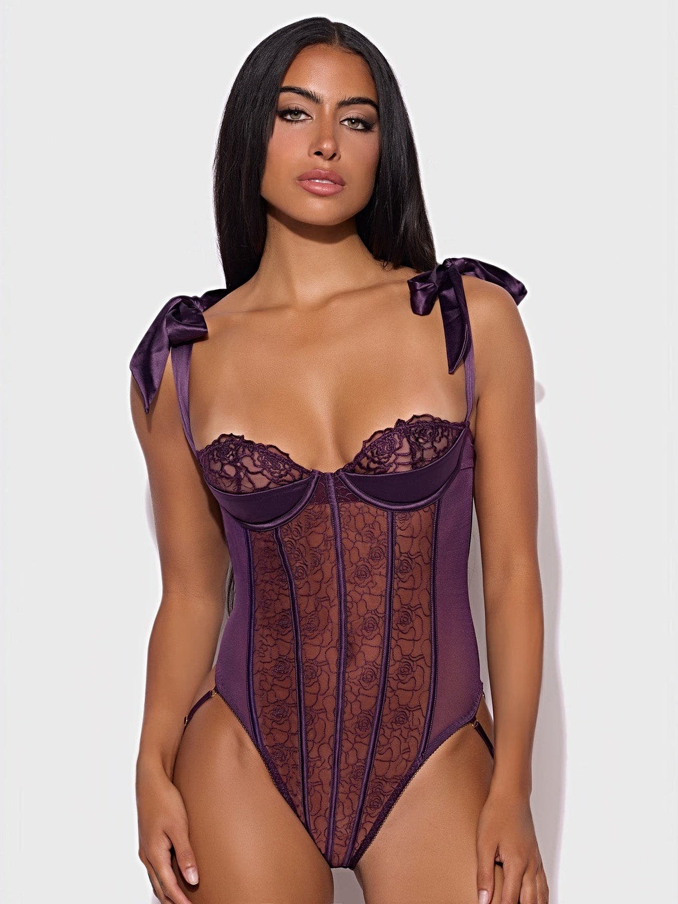 ROSALIE EMBROIDERED LACE TEDDY -