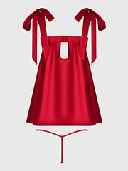 ROSALIE SATIN & EMBROIDERED LACE BABYDOLL & G-STRING SET -