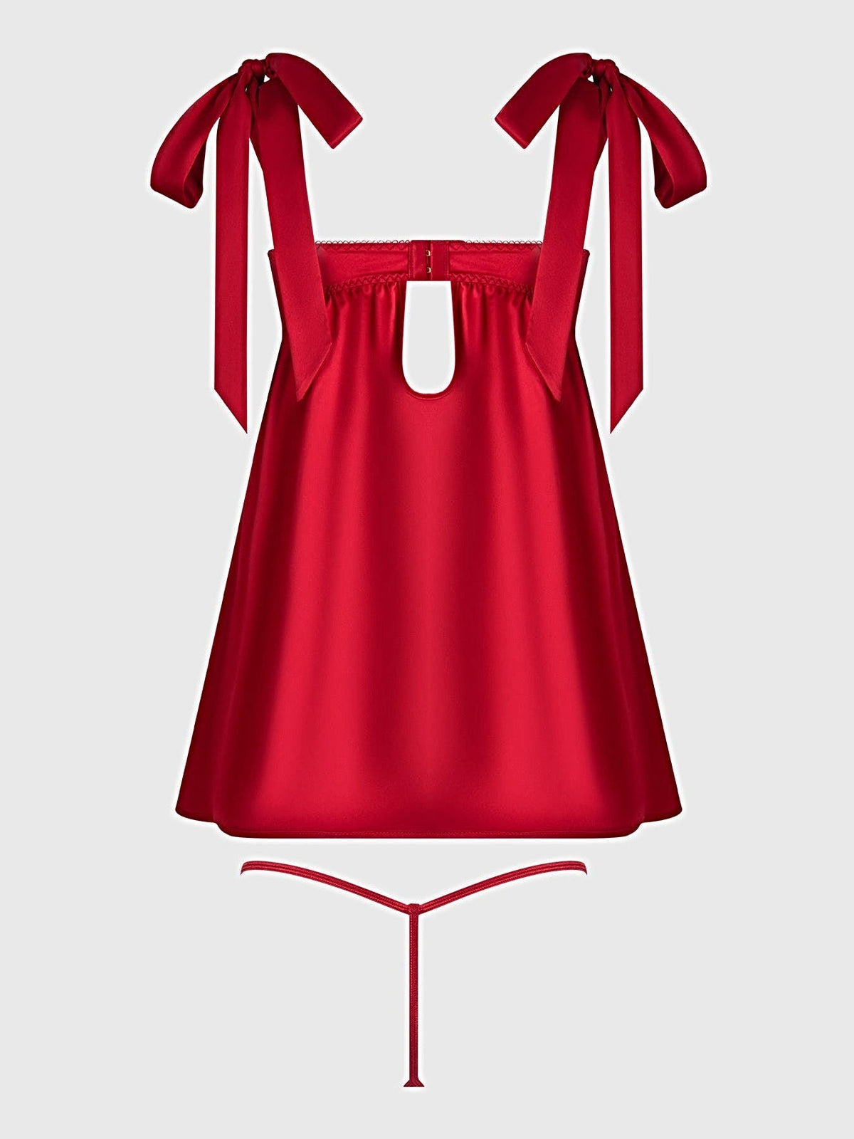ROSALIE SATIN & EMBROIDERED LACE BABYDOLL & G-STRING SET -