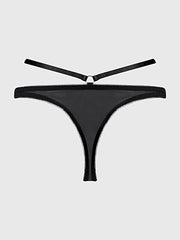 ROSALIE SATIN & EMBROIDERED LACE STRAPPY TANGA -