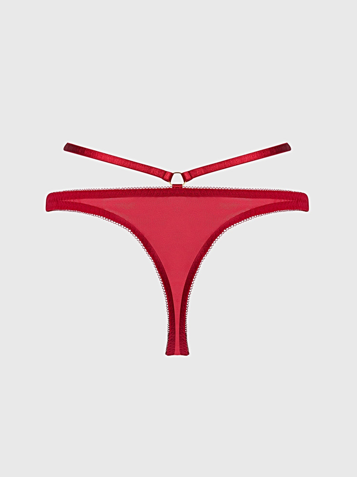 ROSALIE SATIN & EMBROIDERED LACE STRAPPY TANGA -