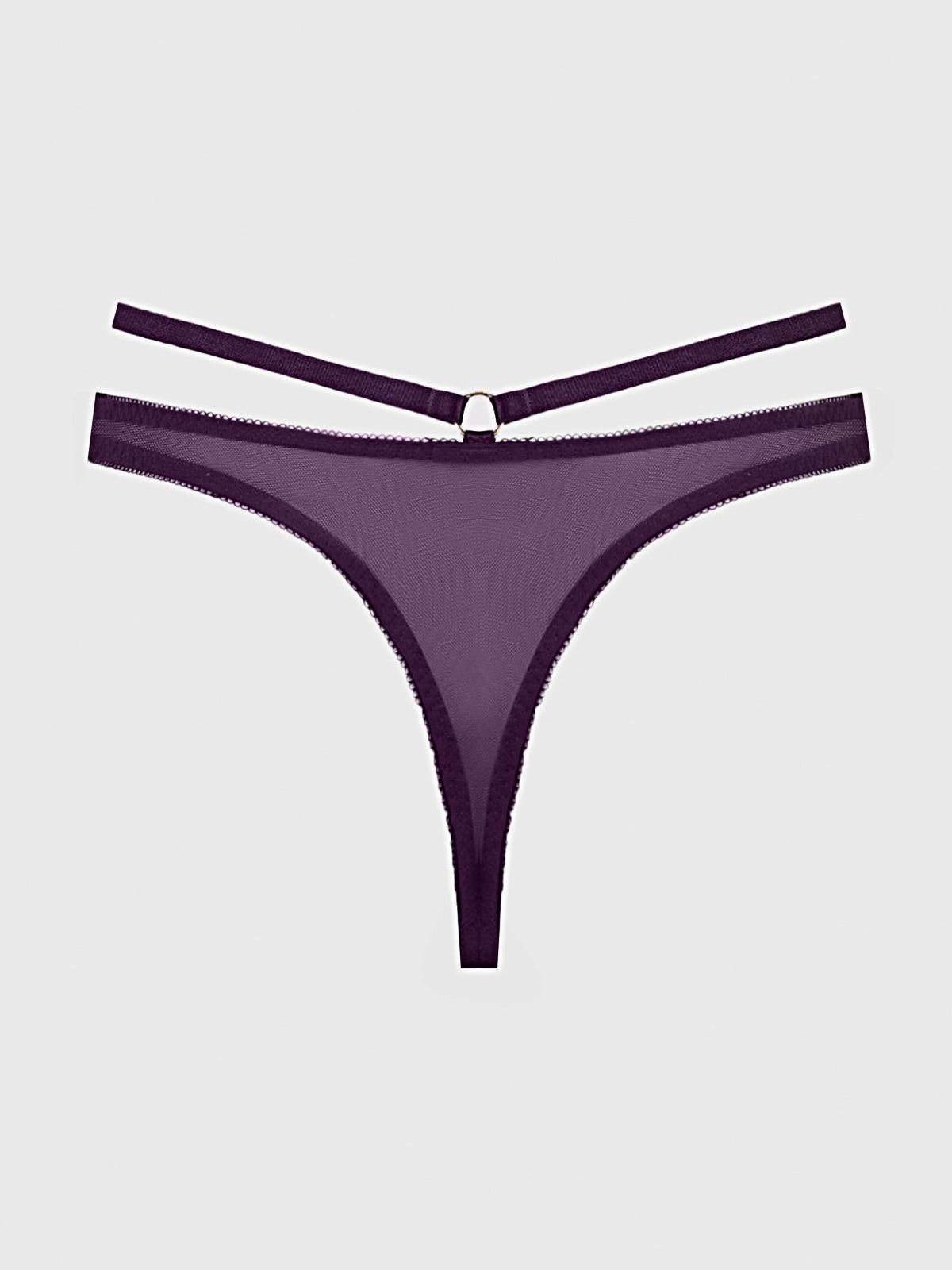 ROSALIE SATIN & EMBROIDERED LACE STRAPPY TANGA -