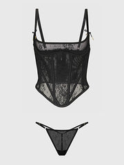 JOCELYN LACE UNDEREWIRE BUSTIER & G-STRING SET -