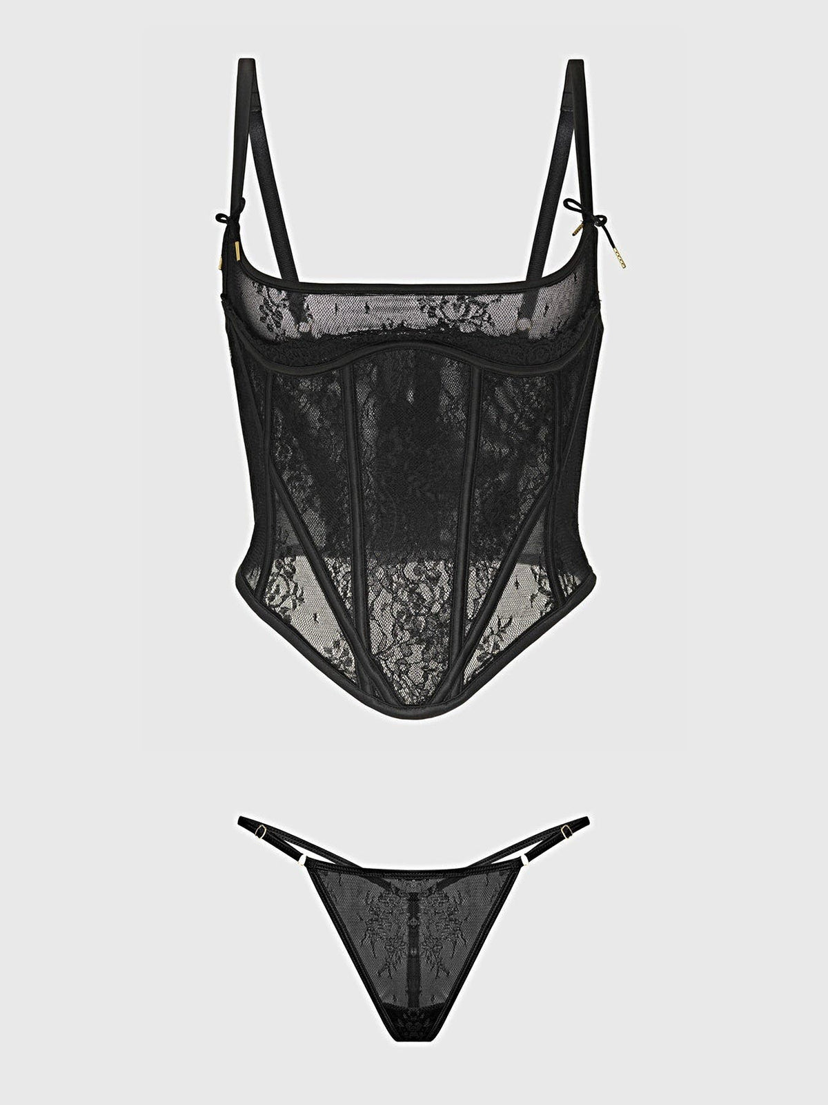 JOCELYN LACE UNDEREWIRE BUSTIER & G-STRING SET -