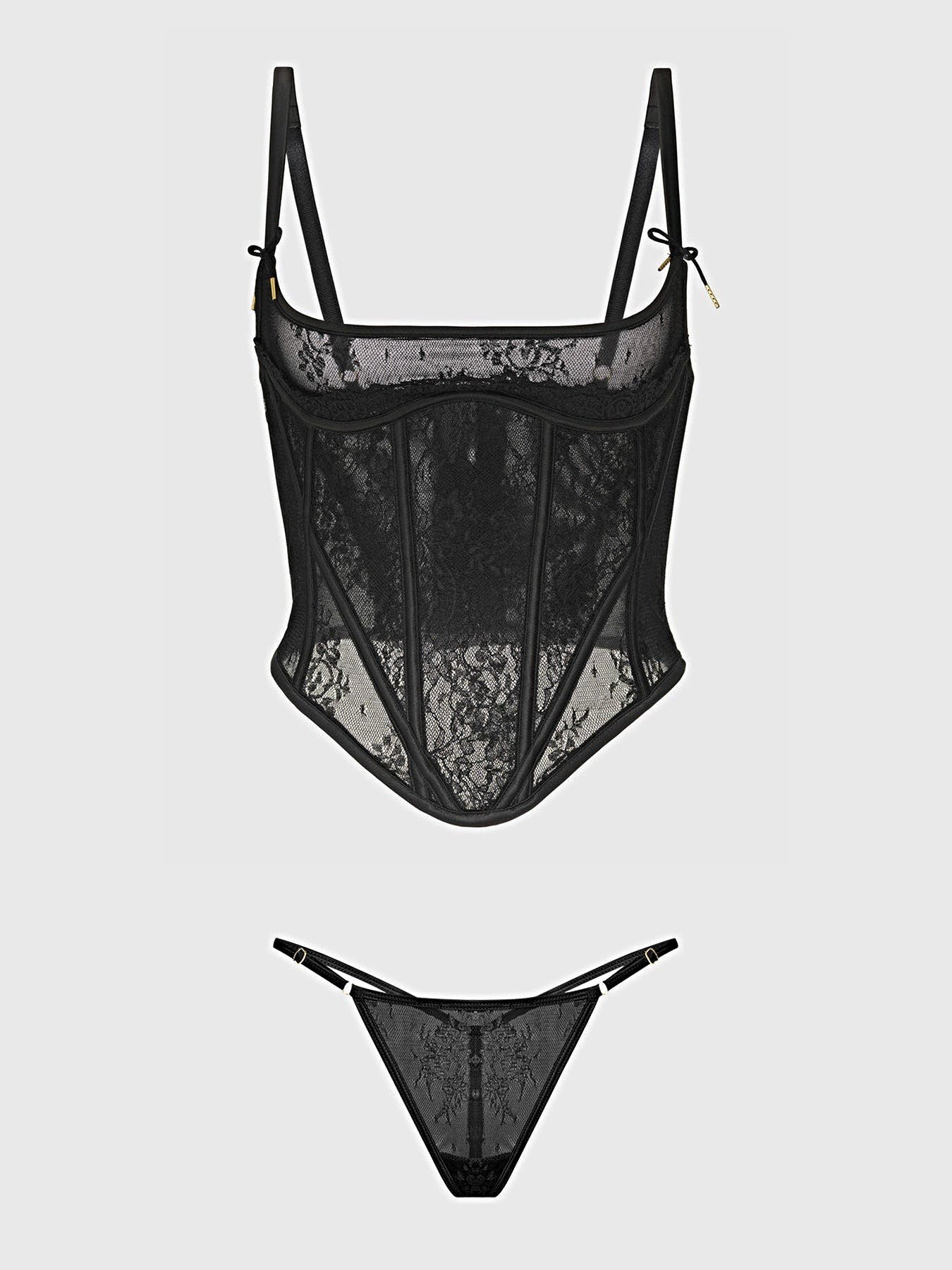 JOCELYN LACE UNDEREWIRE BUSTIER & G-STRING SET -