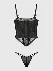 JOCELYN LACE UNDEREWIRE BUSTIER & G-STRING SET -