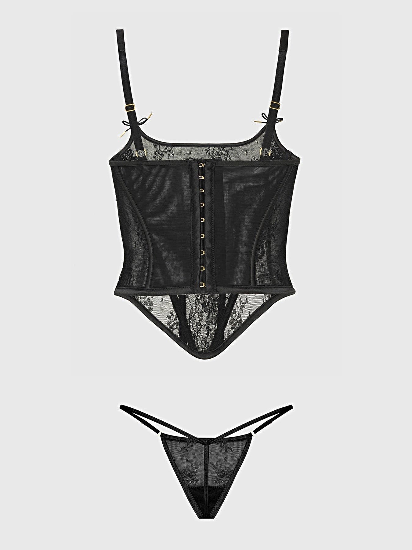 JOCELYN LACE UNDEREWIRE BUSTIER & G-STRING SET -