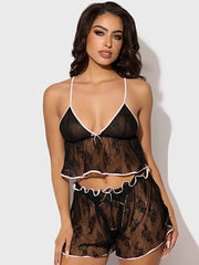 JOCELYN SATIN & LACE TRIM CAMI & SHORT SET -