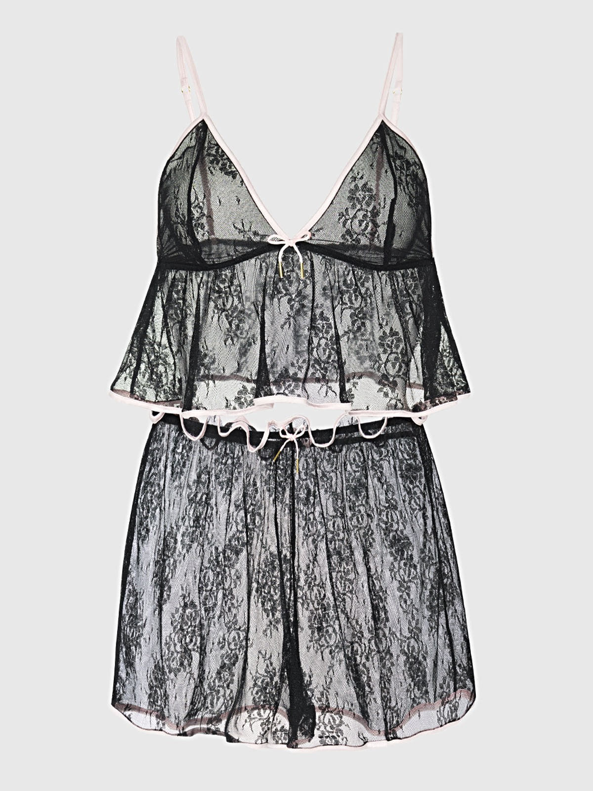 JOCELYN SATIN & LACE TRIM CAMI & SHORT SET -