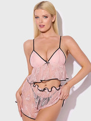 JOCELYN SATIN & LACE TRIM CAMI & SHORT SET -