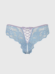 BELLA LACE UP FRONT LACE CROTCHLESS TANGA - PANTY
