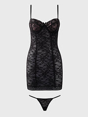 SAVANNAH LACE PUSH UP CHEMISE & G-STRING SET -