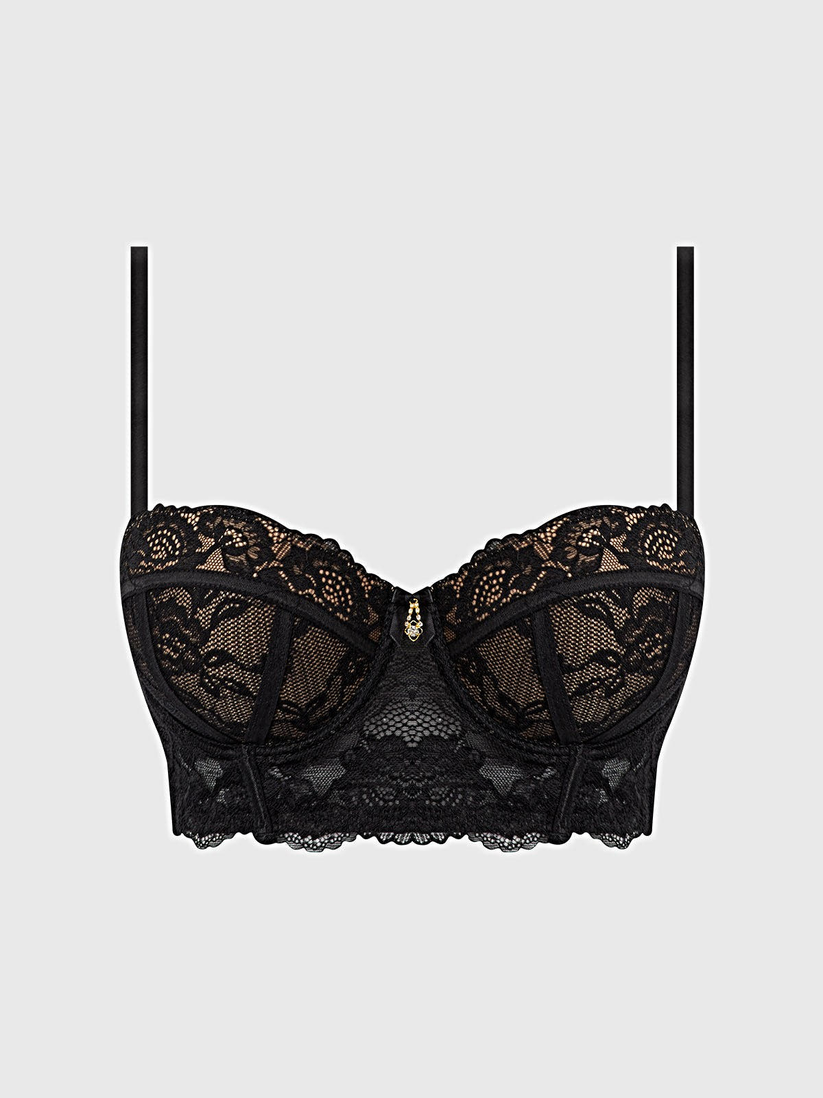 SAVANNAH LACE LONGLINE PUSH UP BALCONETTE BRA -