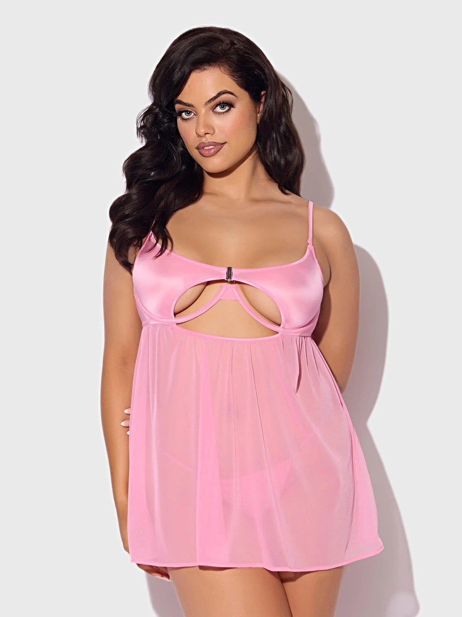 ZOE OIL SLICK OPENABLE CUP UNDERWIRE BABYDOLL SET -