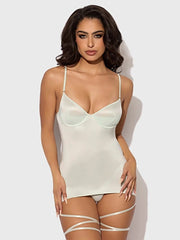 ZOE OIL SLICK WRAP GARTER CHEMISE SET -