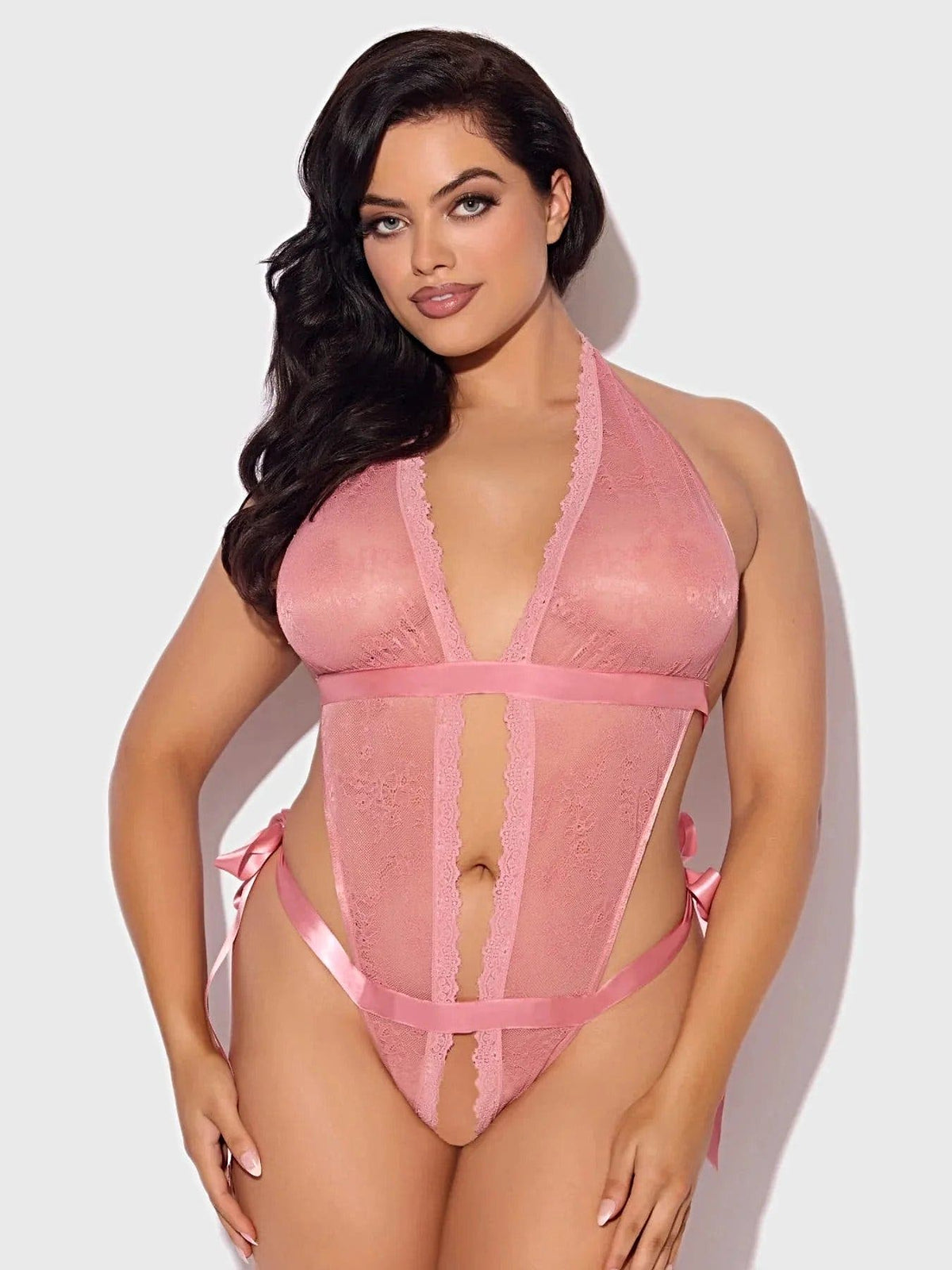 KIKI LACE & SATIN DROP OFF TEDDY -