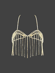 RHINESTONE FRINGE CROPPED CAMI TOP -