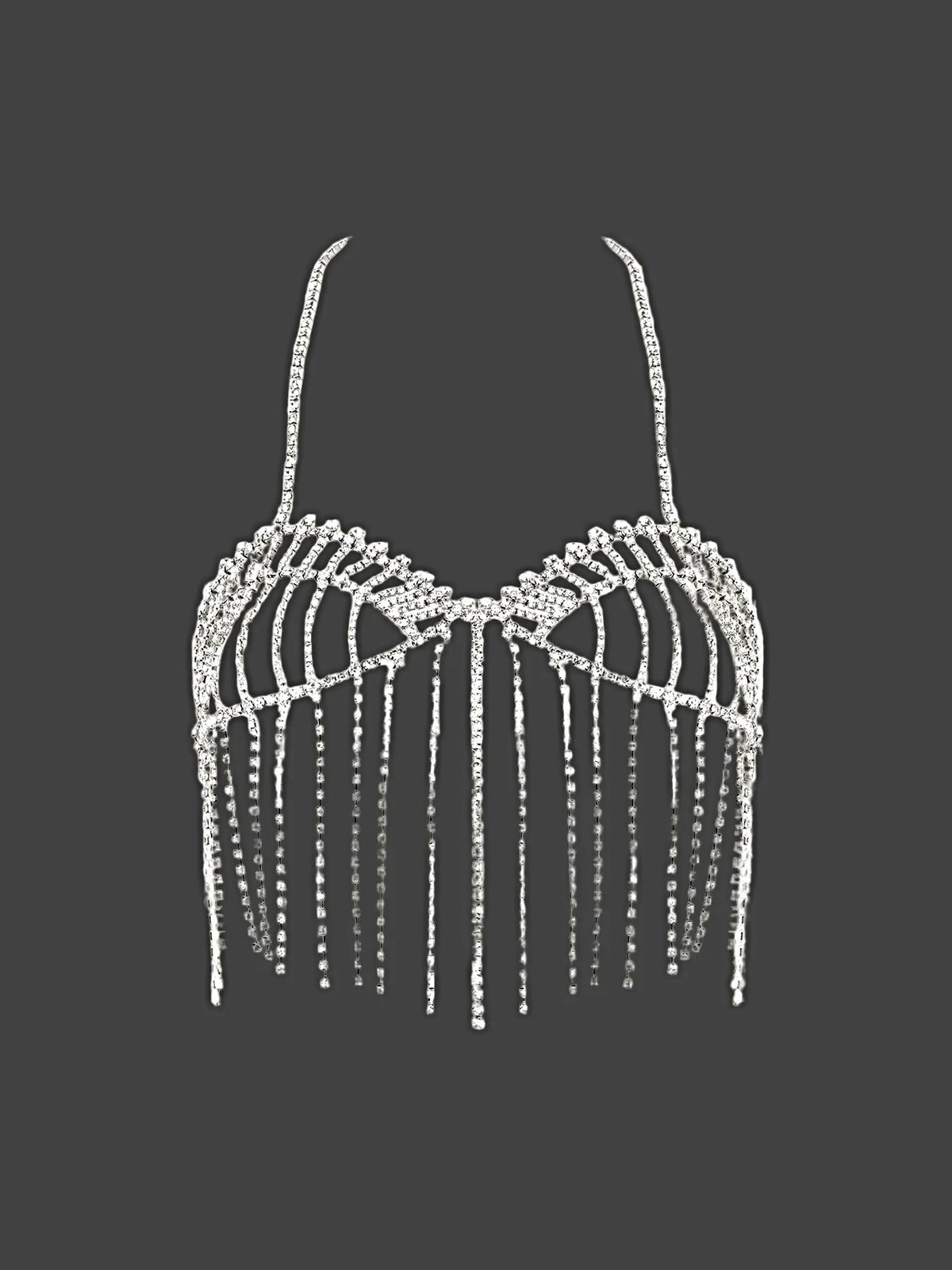 RHINESTONE FRINGE CROPPED CAMI TOP -