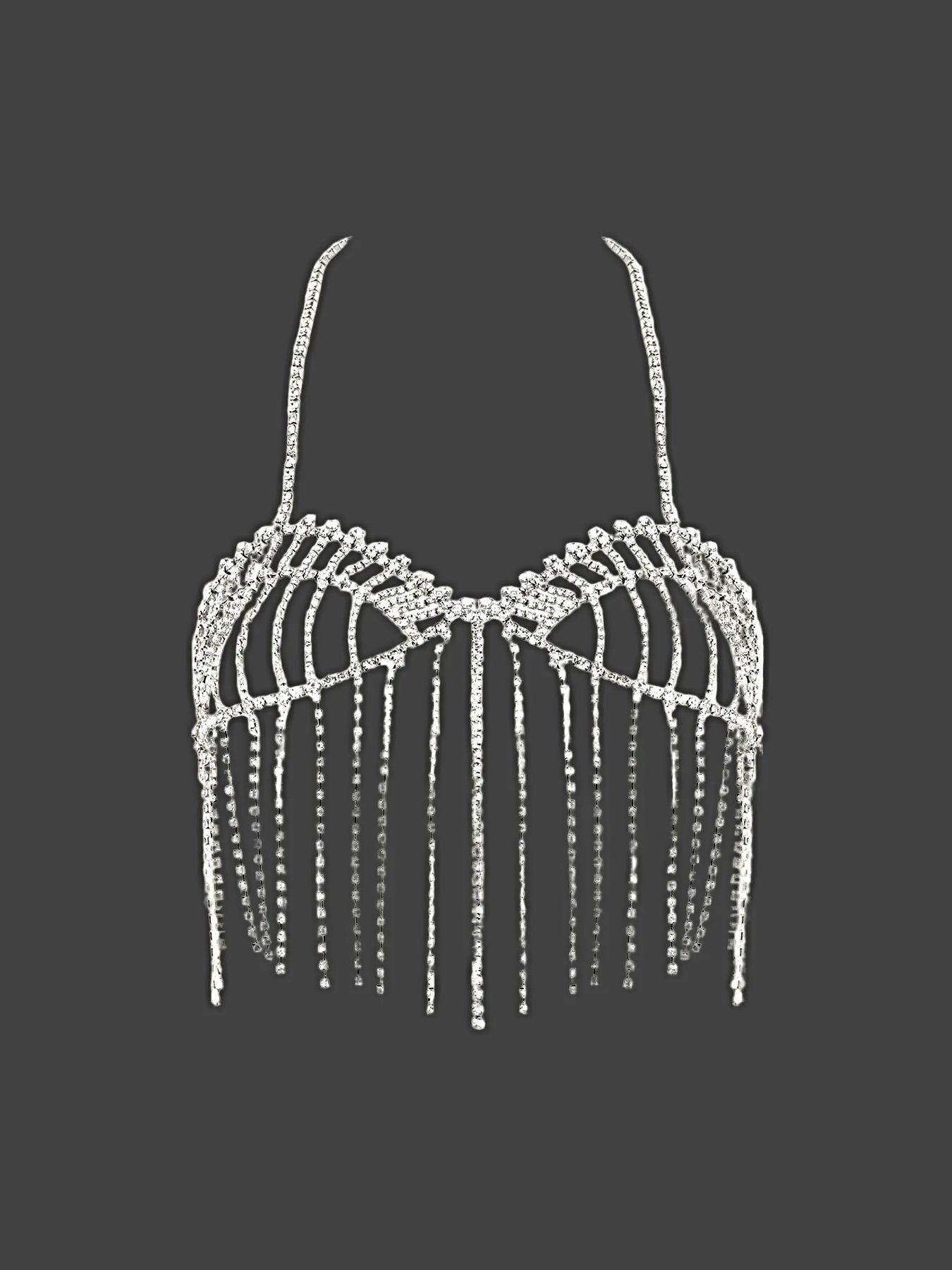 RHINESTONE FRINGE CROPPED CAMI TOP -