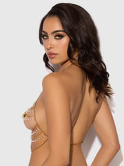 PEARL & CHAIN DRAPED BRALETTE -