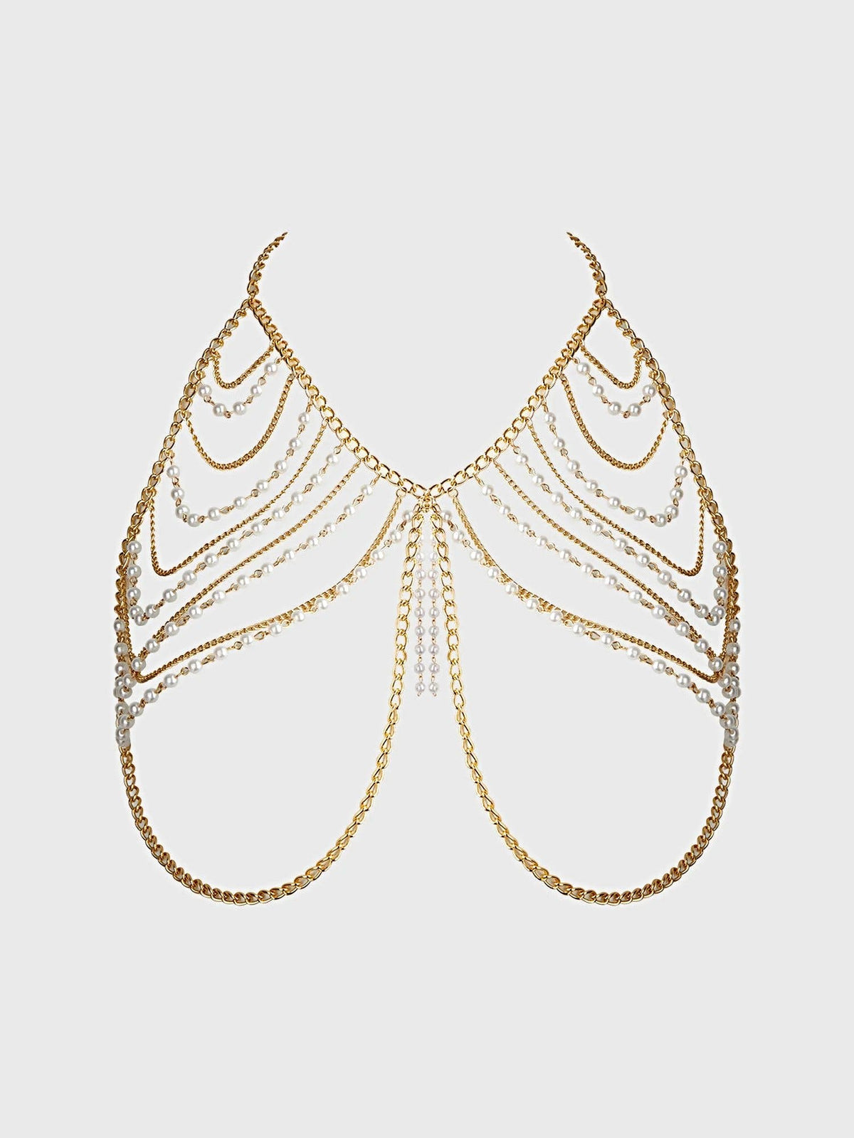 PEARL &amp; CHAIN DRAPED BRALETTE -