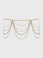 PEARL & CHAIN DRAPED GARTER -