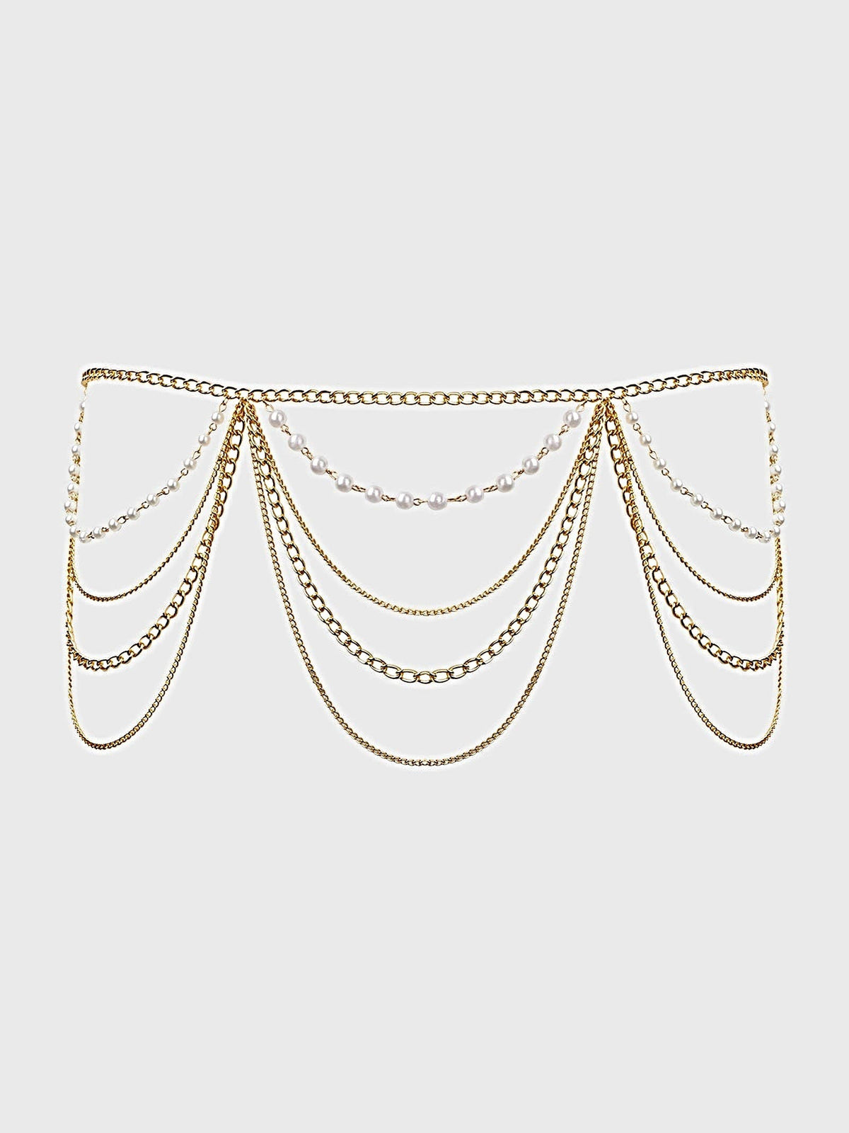 PEARL &amp; CHAIN DRAPED GARTER -