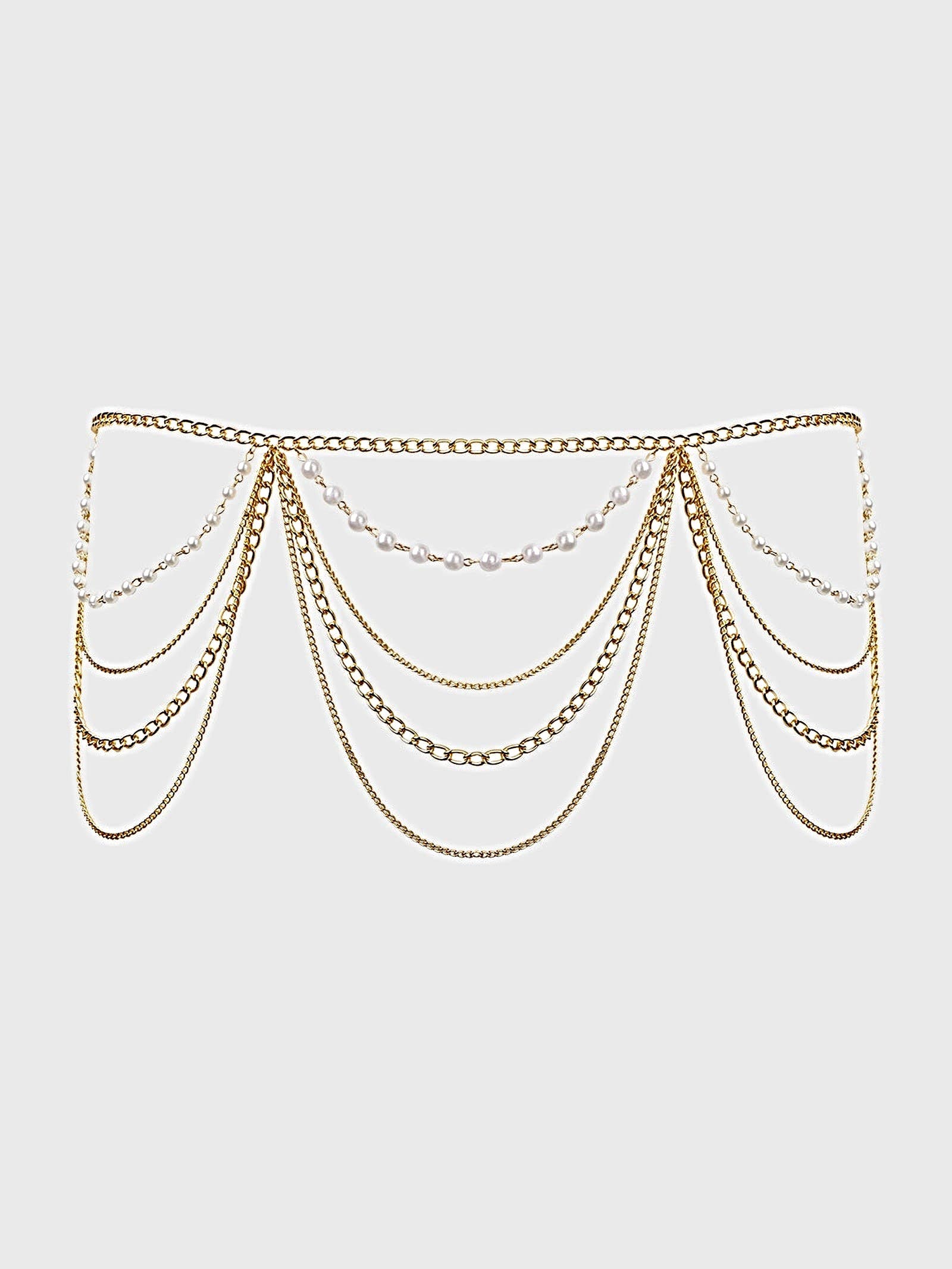 PEARL & CHAIN DRAPED GARTER -