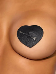 LEATHER-LIKE HEART & ARROW PIERCED PASTIES -