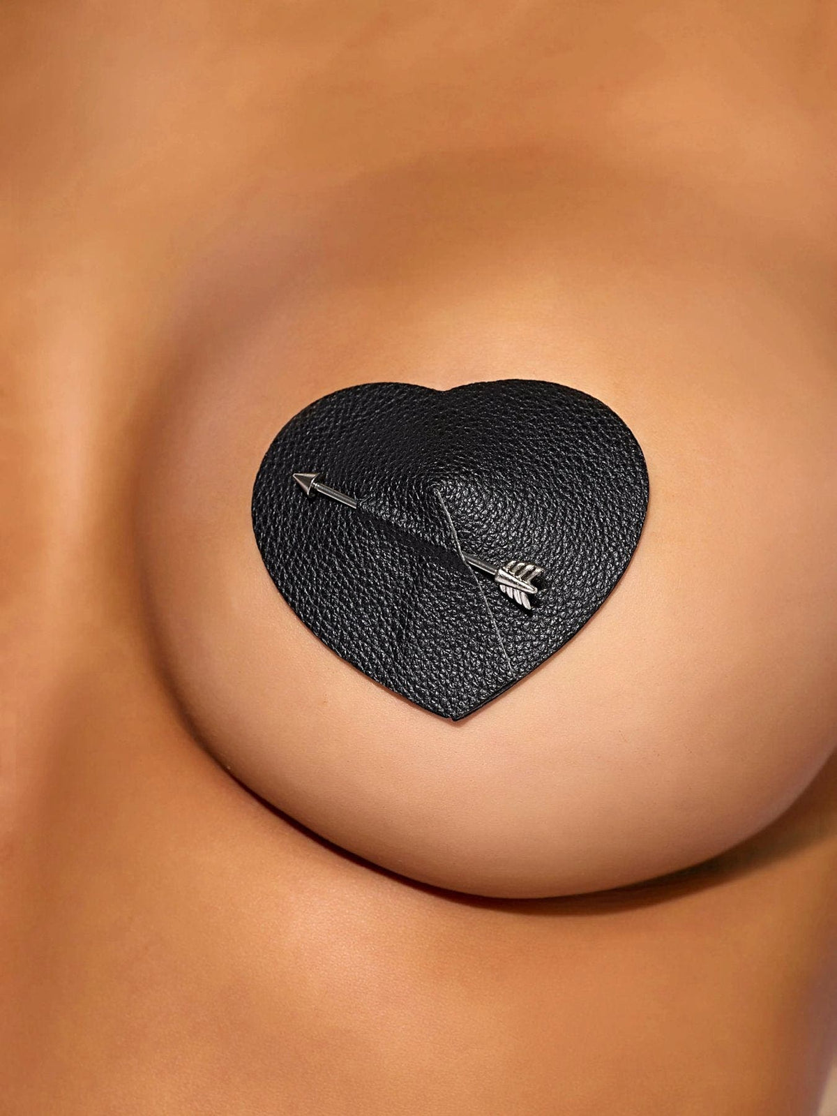 LEATHER-LIKE HEART & ARROW PIERCED PASTIES -