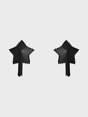 RHINESTONE & LEATHER-LIKE STAR TASSEL PASTIES -