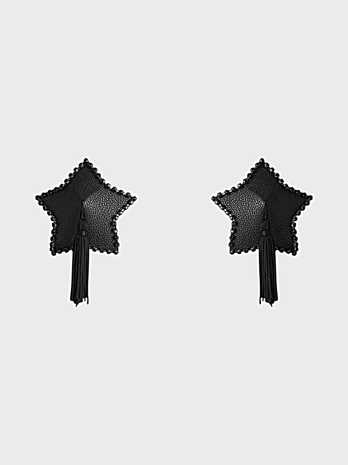 RHINESTONE &amp; LEATHER-LIKE STAR TASSEL PASTIES -