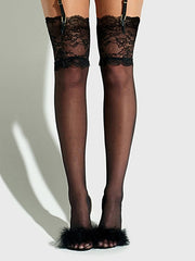 THIGH HIGH SHEER STAYUPS WITH TALL LACE BAND -