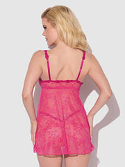 YVONE LACE OPENABLE CUP BABYDOLL & G-STRING SET -