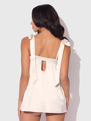 ROSALIE SATIN & EMBROIDERED LACE BABYDOLL & G-STRING SET -