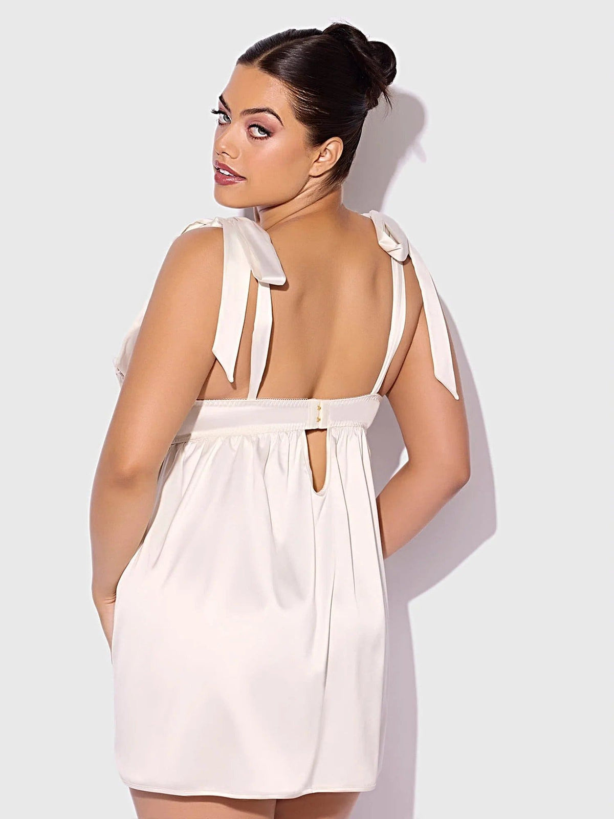 ROSALIE SATIN & EMBROIDERED LACE BABYDOLL & G-STRING SET -