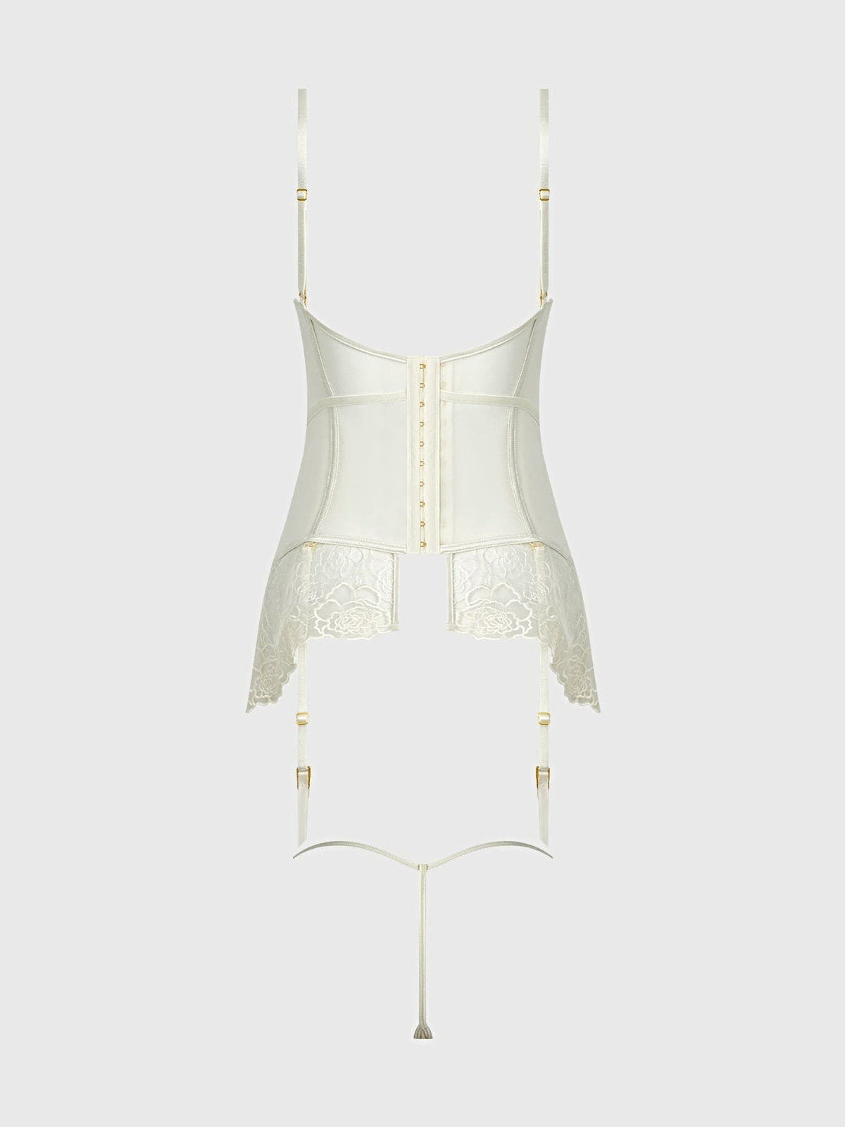 ROSALIE SATIN & EMBROIDERED LACE CHEMISE & G-STRING SET -