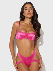 ISSADORA OILSLICK & LACE PUSH UP BRA & STRAPPY BACK TANGA -