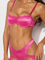 ISSADORA OILSLICK & LACE PUSH UP BRA & STRAPPY BACK TANGA -