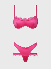 ISSADORA OILSLICK & LACE PUSH UP BRA & STRAPPY BACK TANGA -
