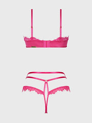 ISSADORA OILSLICK & LACE PUSH UP BRA & STRAPPY BACK TANGA -