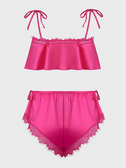 ISSADORA OILSLICK & LACE DROP OFF FLOUNCE TOP & PANTY -