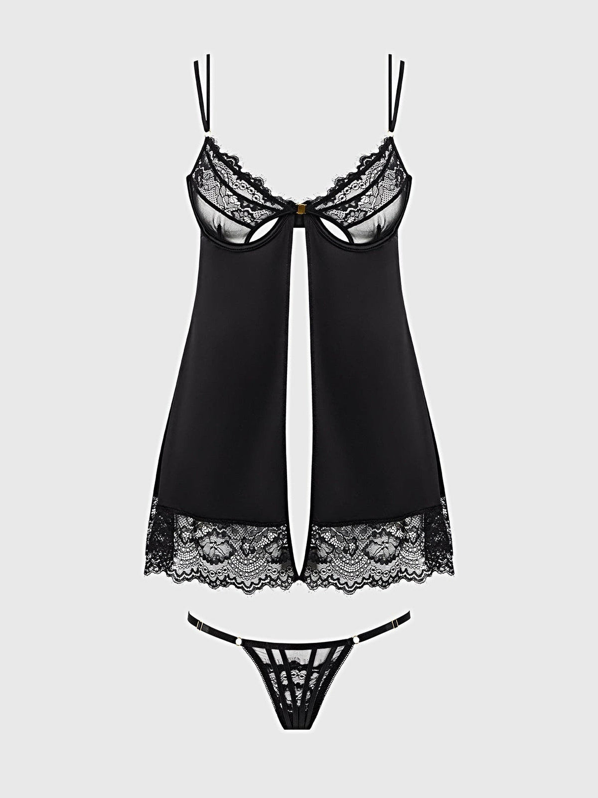 ISSADORA LACE OPENABLE CUP BABYDOLL & G-STRING SET -