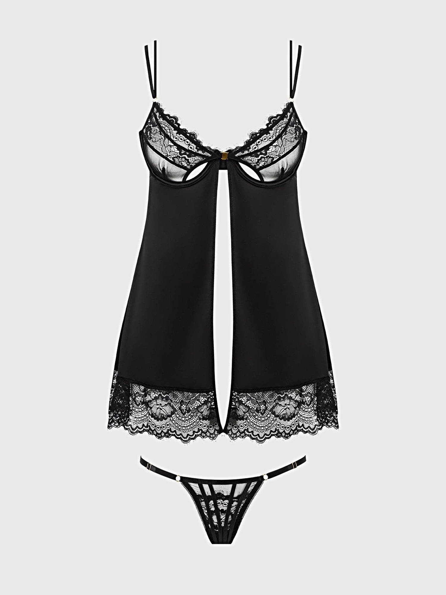 ISSADORA LACE OPENABLE CUP BABYDOLL & G-STRING SET -