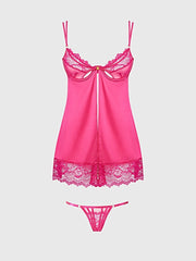 ISSADORA LACE OPENABLE CUP BABYDOLL & G-STRING SET -