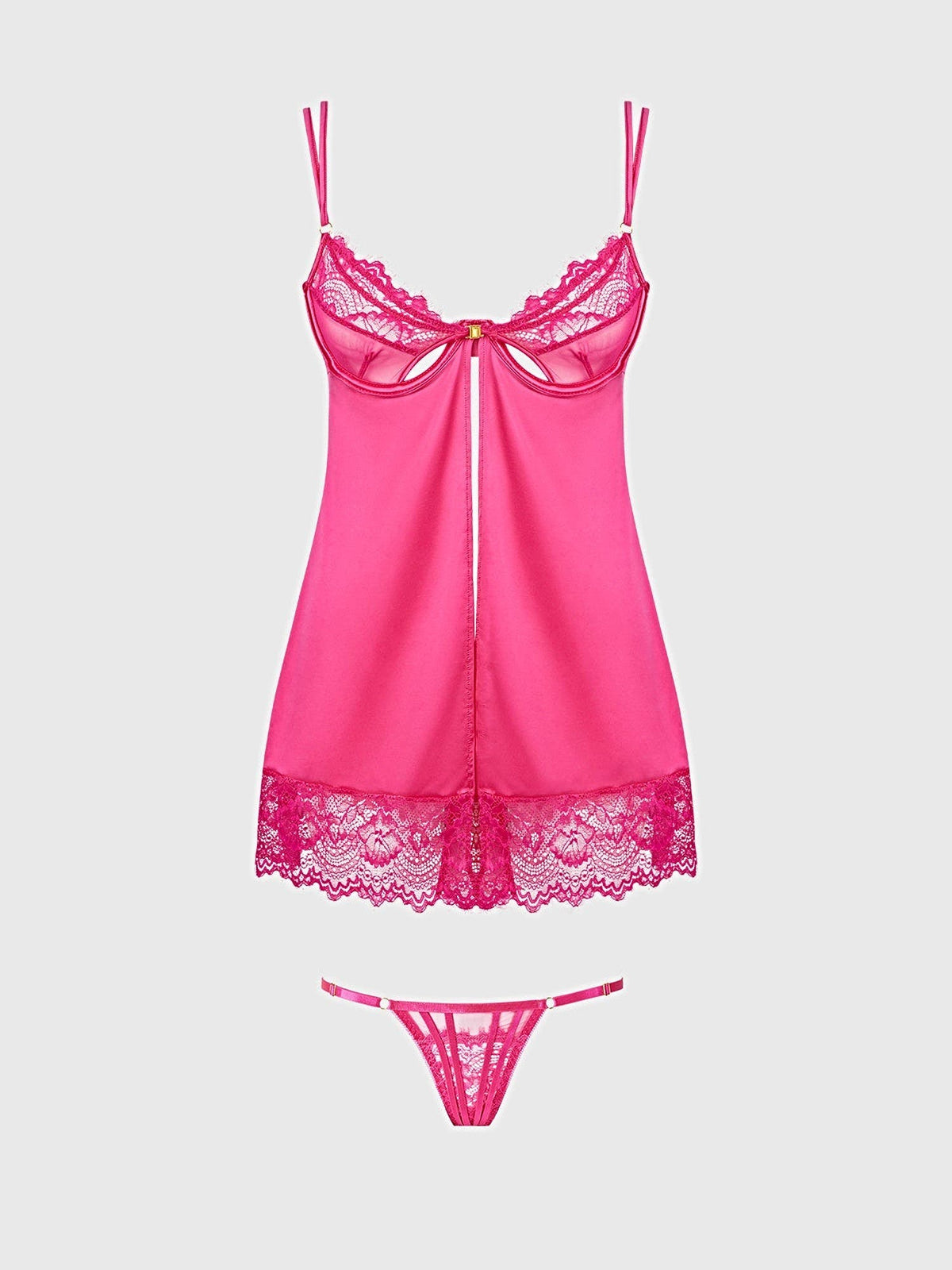 ISSADORA LACE OPENABLE CUP BABYDOLL & G-STRING SET -