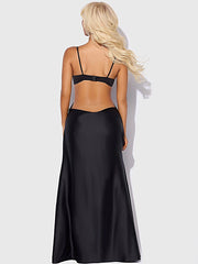 BRIGETA SATIN MONO WIRE LONG GOWN -