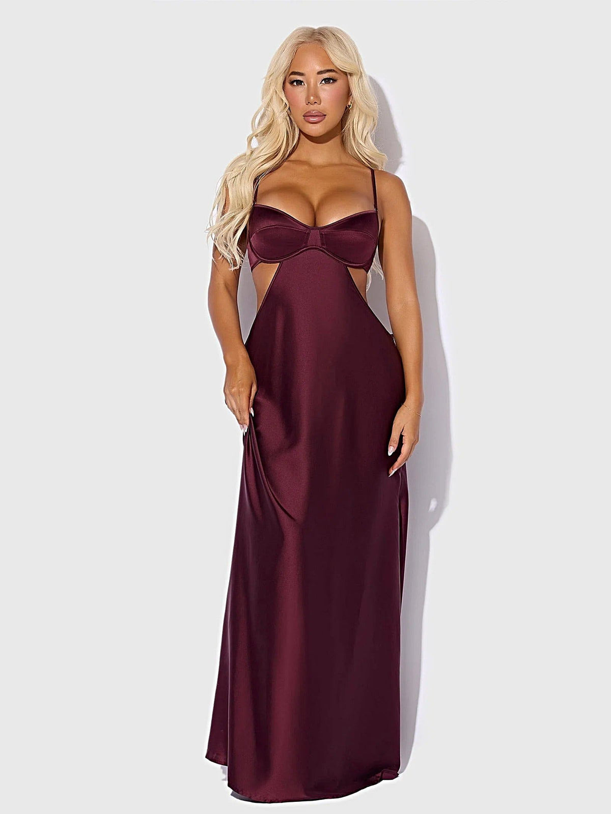 BRIGETA SATIN MONO WIRE LONG GOWN -