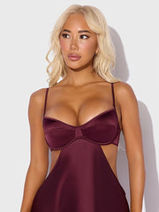 BRIGETA SATIN MONO WIRE LONG GOWN -